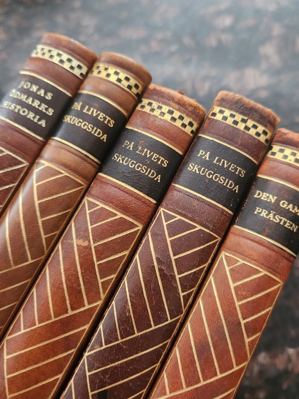 5 Our Homes Nordic Library Set 5 Gold Tooled Leather Bound Books Swedish 1931 32 - Picture 5 of 15